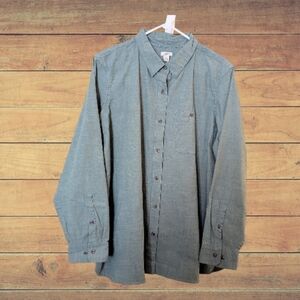 NWOT LL Bean 1X Green Long Sleeved Chambray Button Down Shirt Outdoor wear